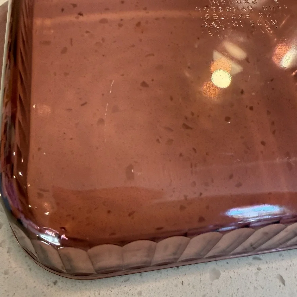Pyrex Cranberry Pink Glass 2 Qt Square Baking Dish Casserole Pan Vintage USA